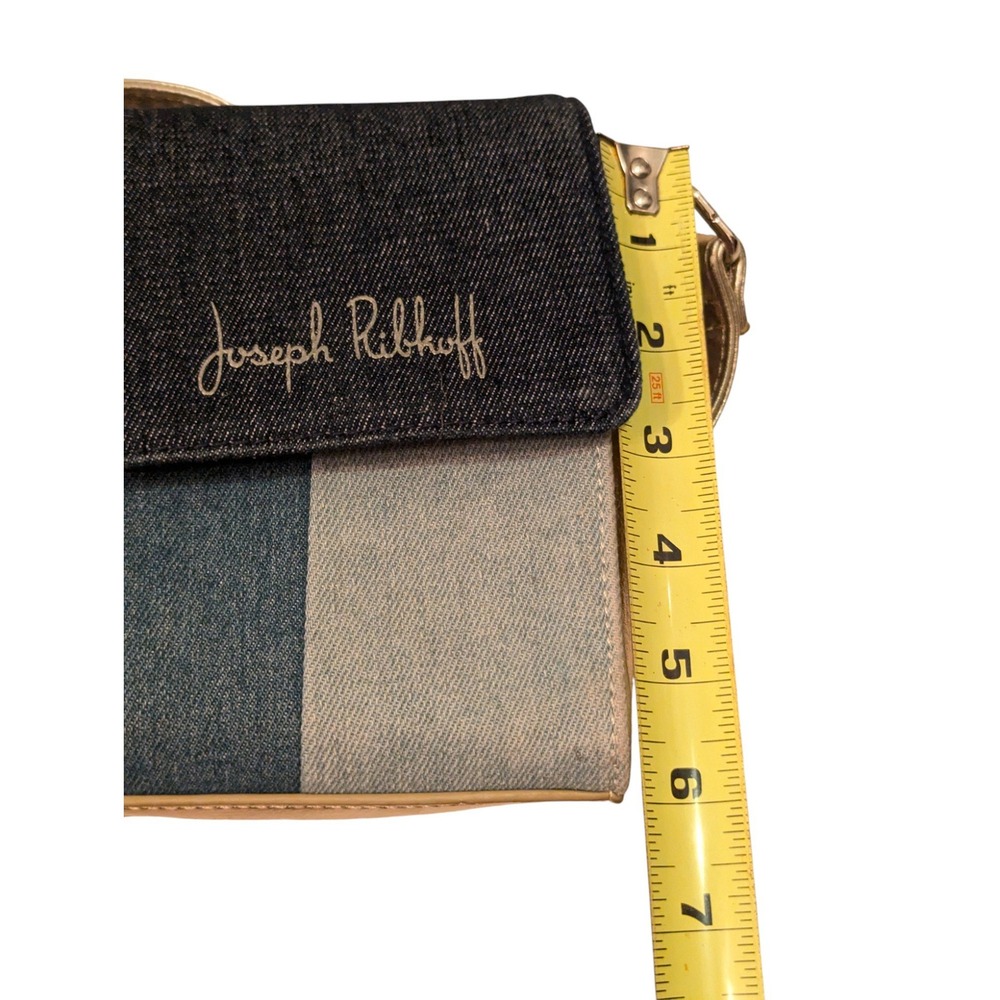 Joseph Ribkoff Crossbody Bag Gold Denim Color Block Signature Mini Purse‎ - Picture 15 of 16